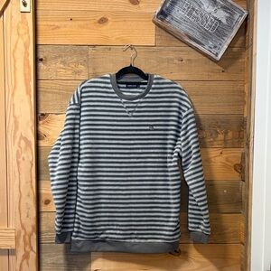 Southern Marsh Gray and Black Striped Crewneck Sweater